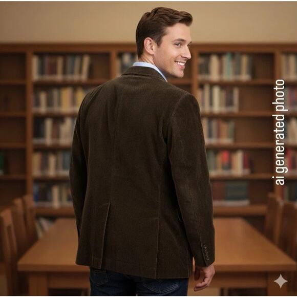 Hunt Valley Wide Whale Corduroy Sport Coat Men's 40R Dark Brown Jacket Blazer - Picture 2 of 13